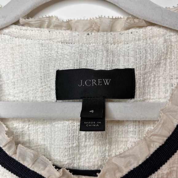 J. Crew Spring Jacket in Polka Dot Textured Tweed Size 4 White 100% Cotton NWOT - Picture 5 of 8